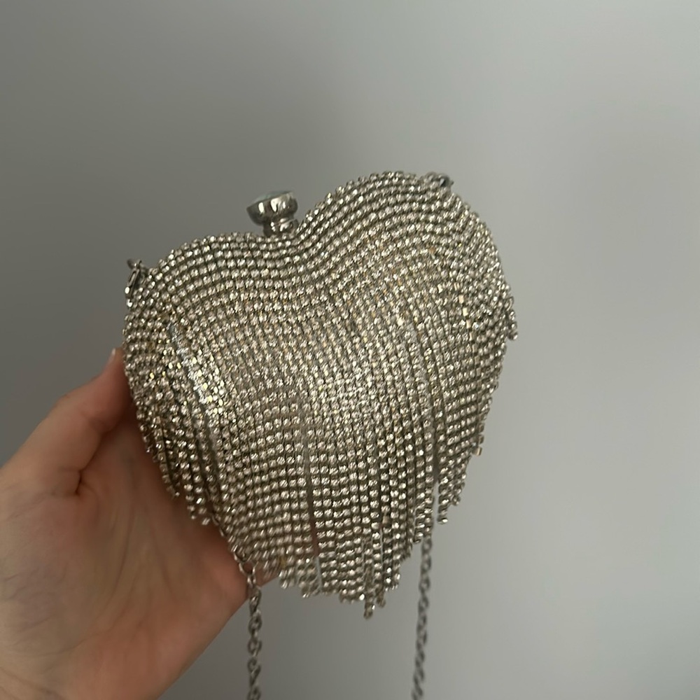 Girls Heart Shaped Sequined Purse